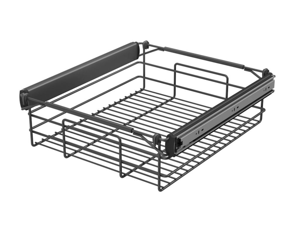 Levně In-Design Koš na prádlo plný výsuv tlumené zavírání antracitová Šířka koše (mm): 400 mm, Minimální nastavitelná šířka: 450 mm, Maximální nastavitelná šířka: 600 mm