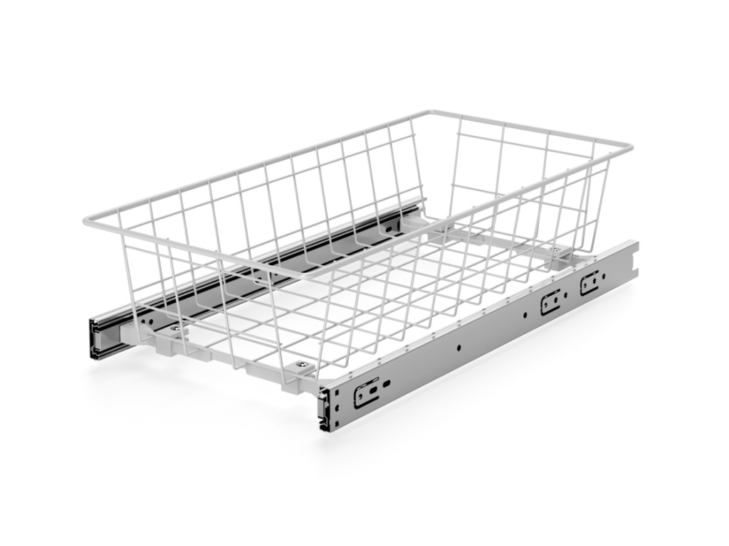 Levně In-Design Úložný šatní koš plný výsuv tlumené zavírání výška 120 mm bílá Šířka koše (mm): 235 mm, Minimální nastavitelná šířka: 250 mm, Maximální nastavitelná šířka: 310 mm