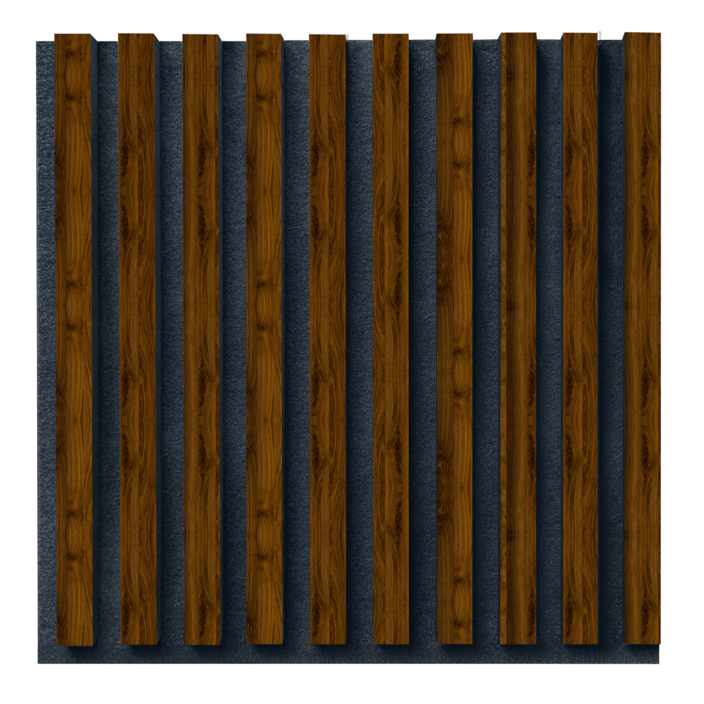 In-Design Lamelový akustický panel 50×50 s filcovou podložkou, dvoustranný lem Obkladový panel: Barva: Ořech