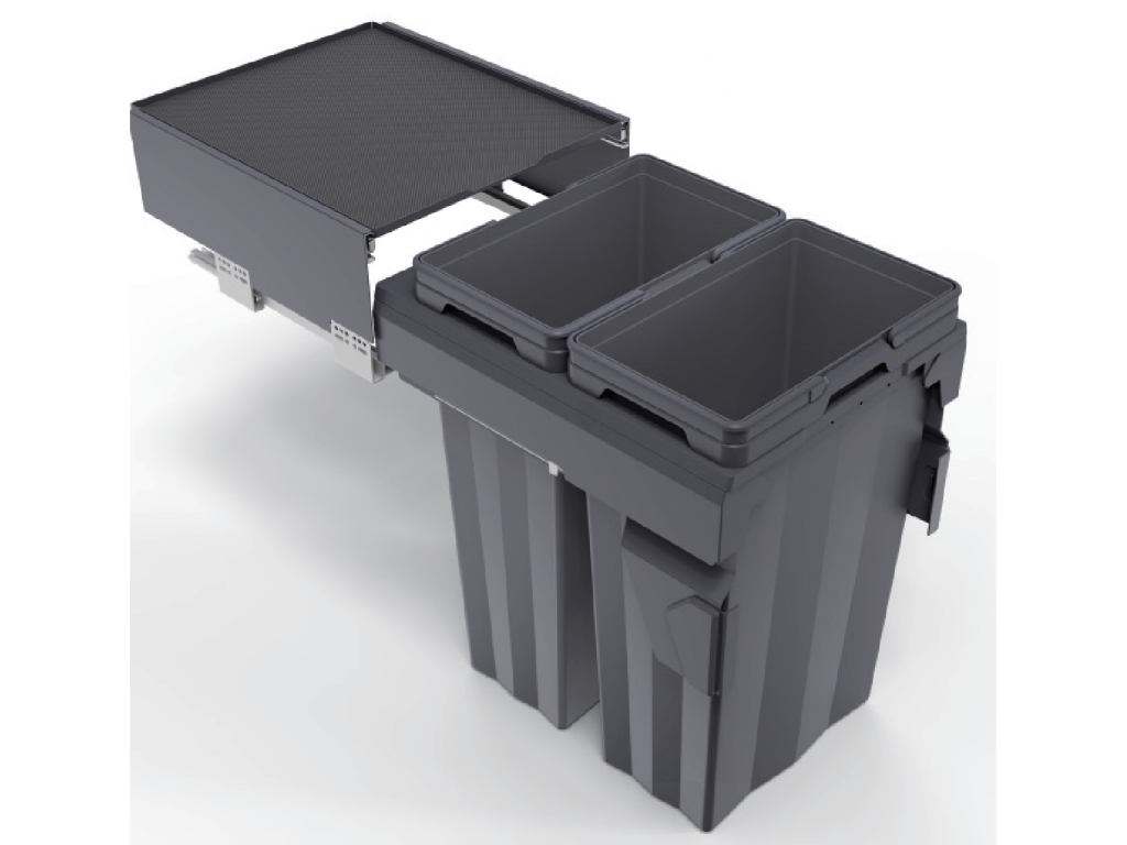 Levně In-Design Odpadkový koš Jerry 45/2 s integrovaným výsuvem 2x28 L výška 460 mm antracitový