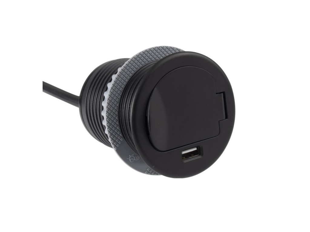 Levně IN-LIGHT Vestavná zásuvka SINGLE 1x 230V a 1x USB nabíječka černá