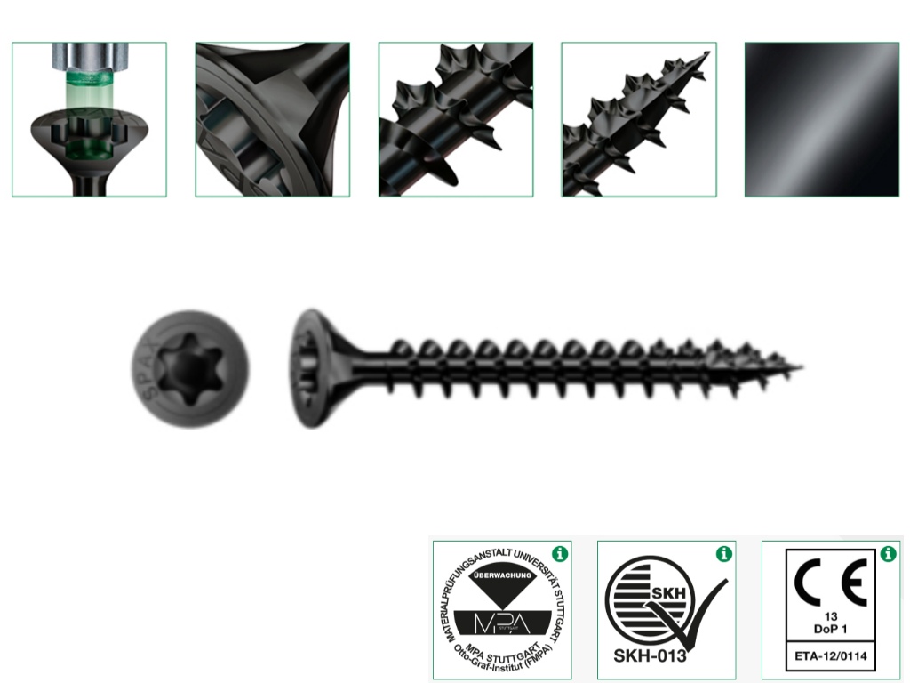 Levně Vrut SPAX 3,5x16 TORX zápustná hlava - černý