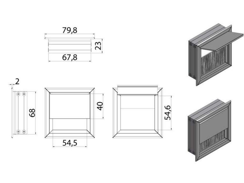 Levně In-Design Průchodka kabelů RECTA do stolu hranatá šířka 80 mm - různé délky bílá Délka průchodky (mm): 80