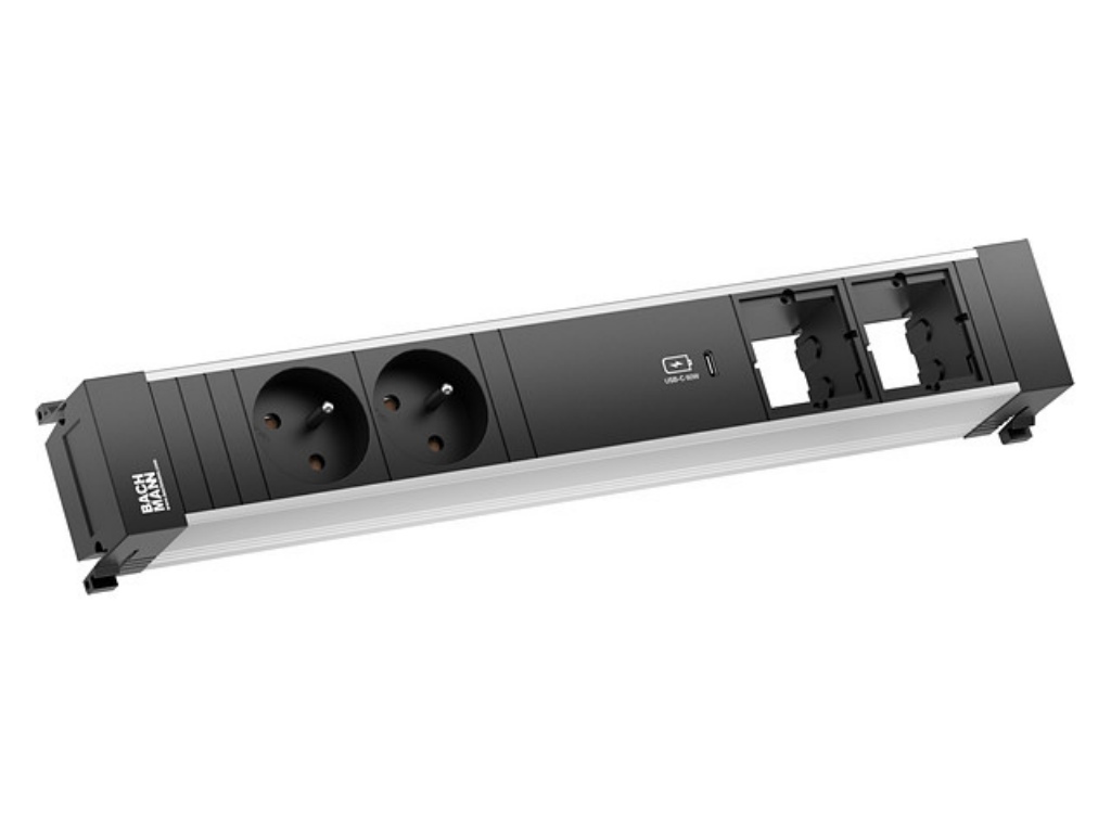 Levně BACHMANN Jednotka POWER FRAME 2x 230V, USB-C 60W, 2x uživ. modul 916.532