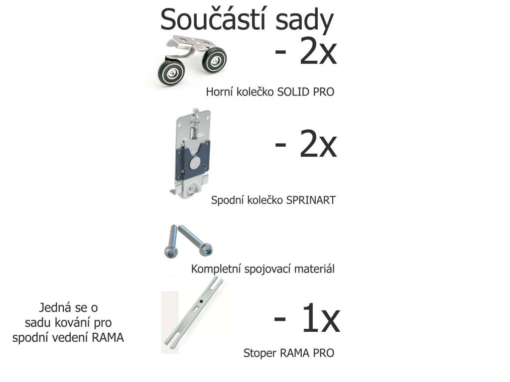LAGUNA Sada kování pro posuvné dveře - dolní vedení Gama