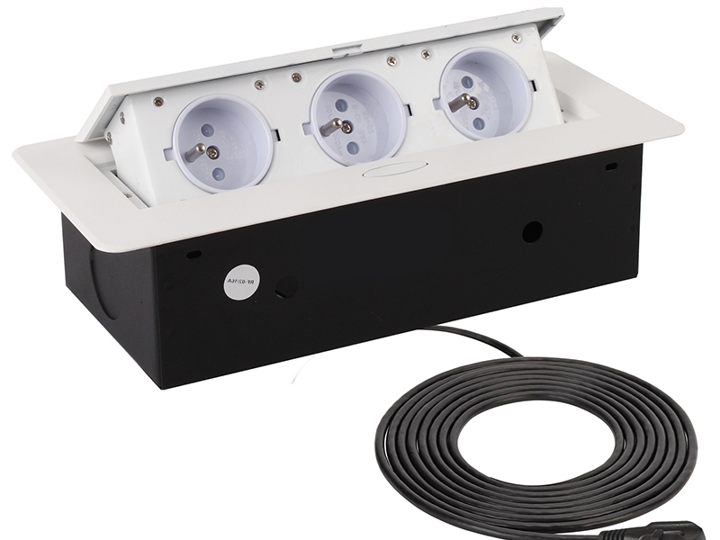 Design Light Výklopná zásuvka BOX 3x 230V s 3m kabelem - bílá