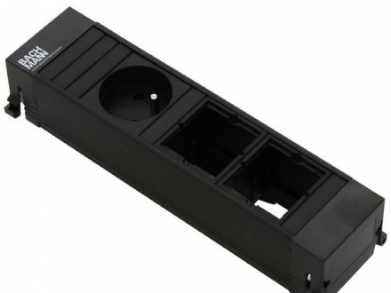 Levně BACHMANN Zásuvková jednotka POWER FRAME 2x uživ. modul, 1x 230V profil plast černý 916.063