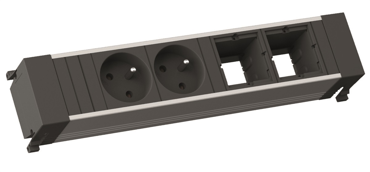 Levně BACHMANN Zásuvková jednotka POWER FRAME 2x uživ. modul, 2x 230V profil hliník 916.047