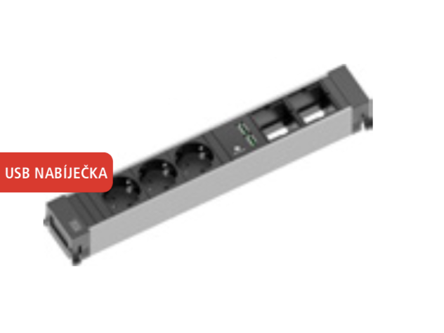 Levně BACHMANN Zásuvková jednotka POWER FRAME 2x uživ. modul, 3x 230V, 2x USB nabíječka profil hliník 916.0945