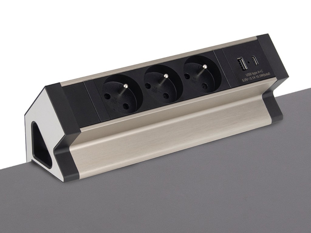 Levně IN-LIGHT Zásuvka DESK - 3x 230V a USB nab. A+C