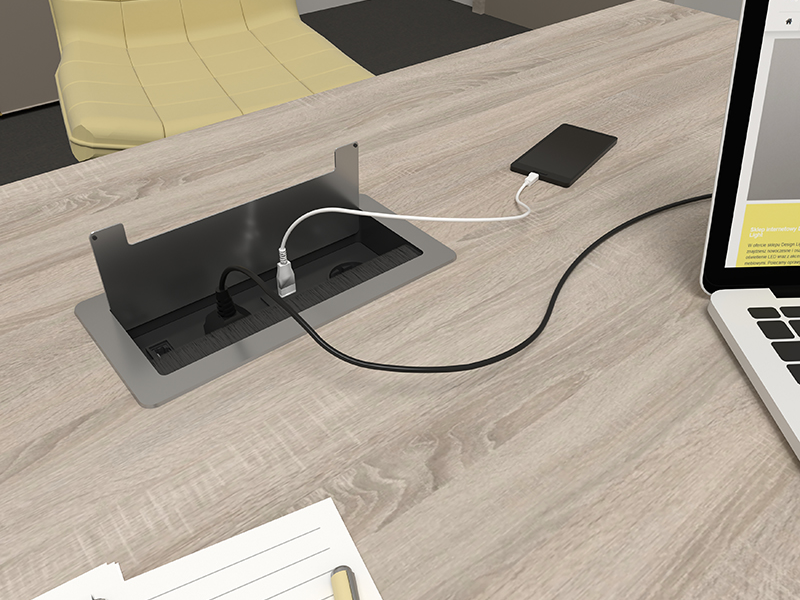 Levně IN-LIGHT Vestavná výklopná zásuvka VARIANT nerez - 2x 230V + USB nab. A+C + HDMI + RJ45