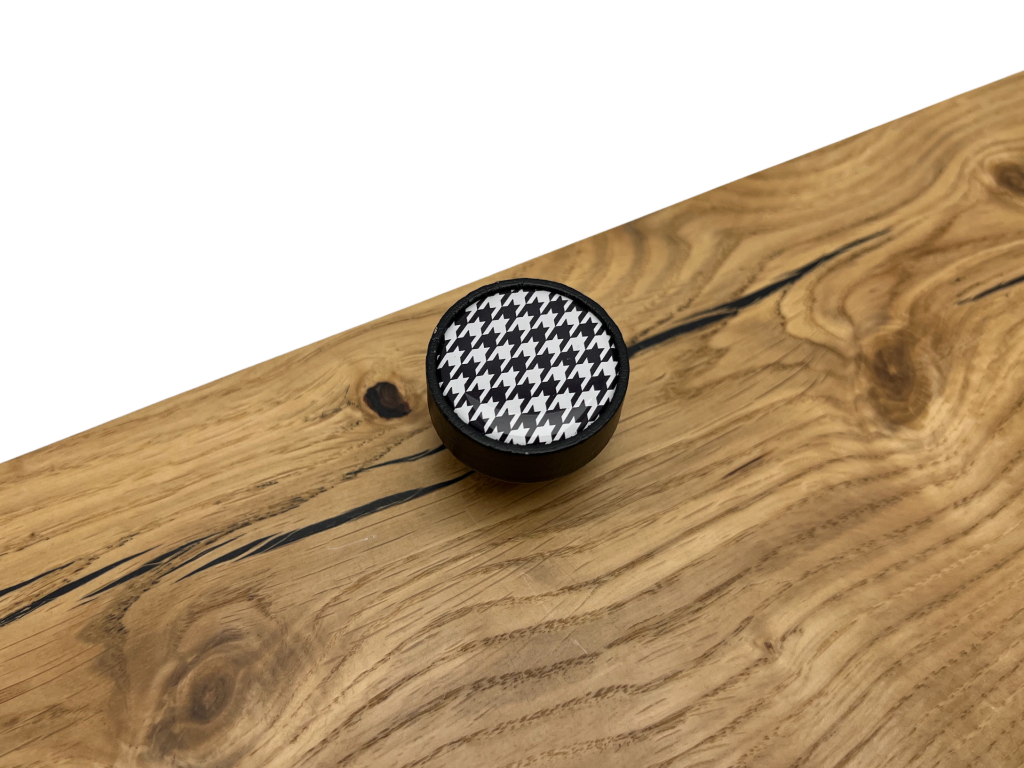 Levně In-Design Nábytková knopka Bianco černá, motiv houndstooth V97