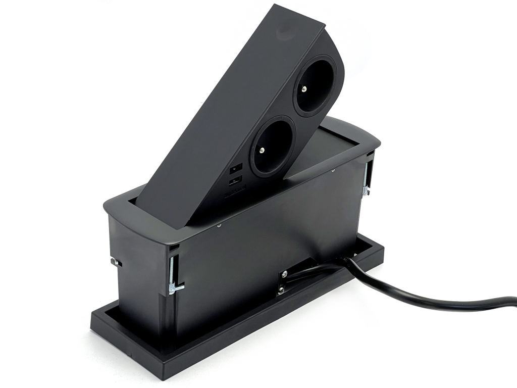 Levně IN-LIGHT Výklopná elektro zásuvka CIZO 2x230V 2xUSB nabíječka - černá VPP