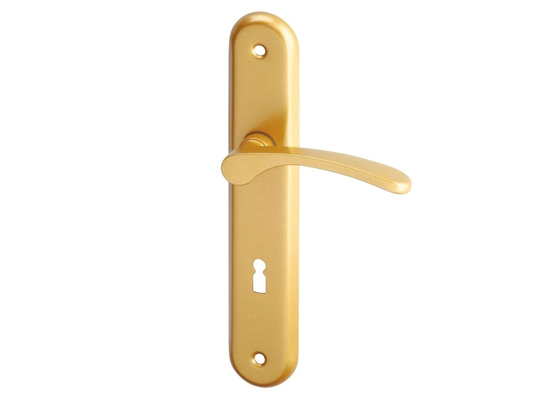 AC-T SERVIS Dveřní klika VIOLA zlatá - oválné štítové kování 72 mm Provedení štítu: BB - obyčejný klíč