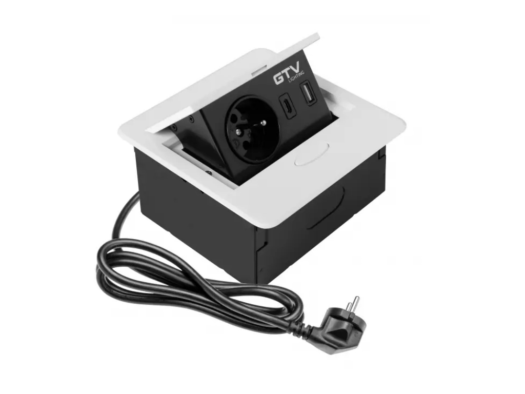 Levně IN-LIGHT Výklopná zásuvka BOX MINI 1x 230V a USB nabíječka A+C - bílá