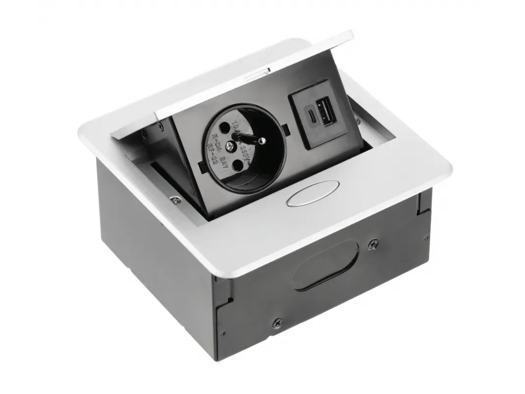 Levně IN-LIGHT Výklopná zásuvka BOX MINI 1x 230V a USB nabíječka A+C - hliník
