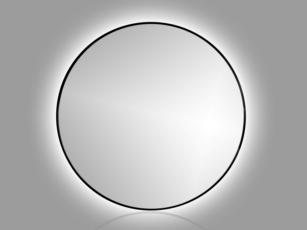 Levně In-Design Zrcadlo RoundLine backlight - černý matný rám, s LED osvětlením Vypínač: Bez vypínače, Průměr zrcadla (mm): 1000