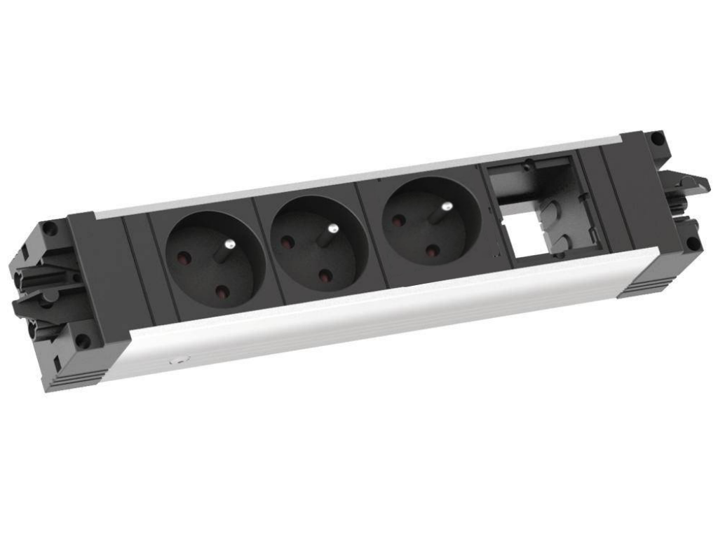 BACHMANN Zásuvková jednotka STEP ALU 1x uživ. modul, 3x 230V 906.1000