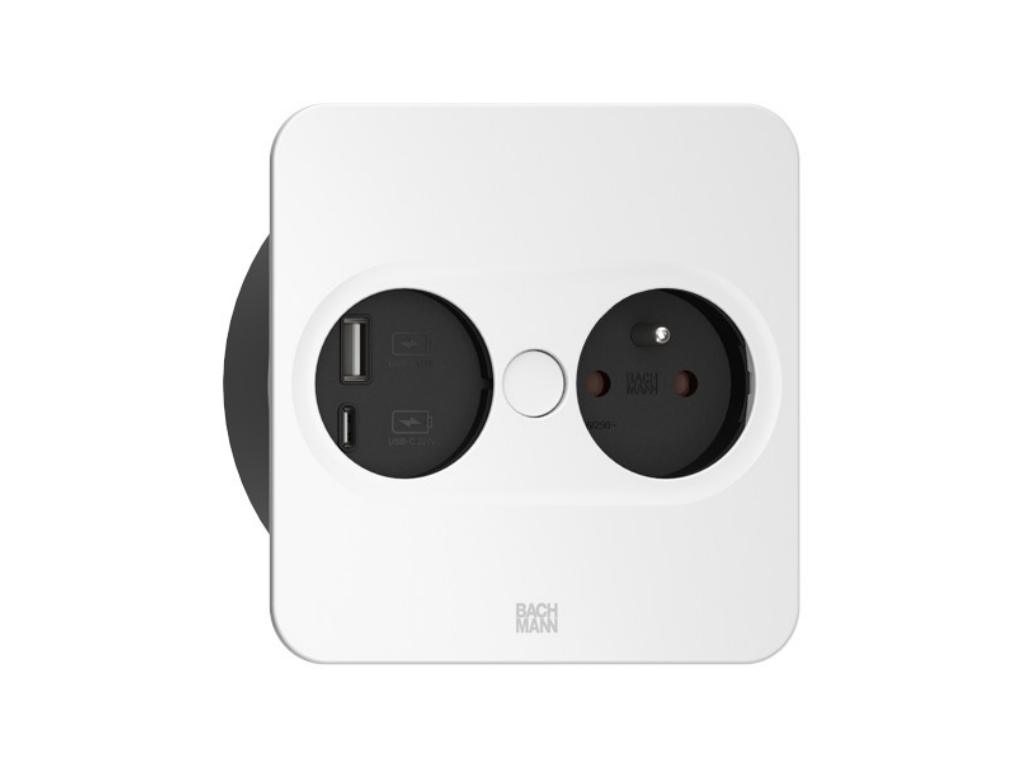 Levně Zásuvka Bachmann Twist 2 - 946.207 s USB A+C nab. bílá matná hranatá