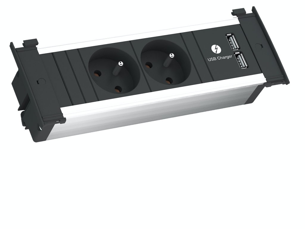 Levně Elektro zásuvka Bachmann KAPSA 2x 230V a 2x USB nabíječka 2m kabel + vidlice 927.004