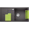Granitový dřez Blanco SITY XL 6 S InFino šedá skála dřez vpravo + krájecí deska a závěsná miska zelená kiwi 525061