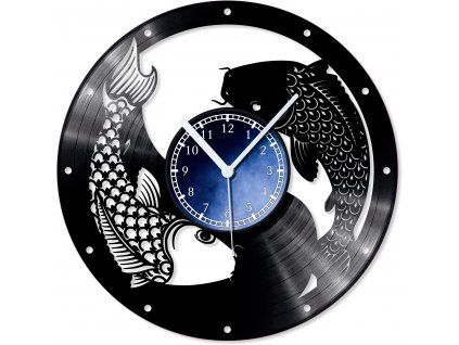 Hodiny Rybářské - Rybář Koi kapr Jing a Jang Klasik