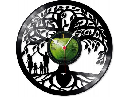 LOOP Store nástěnné vinylové hodiny Strom zivota Dvě děti kluk a holčička a rodina