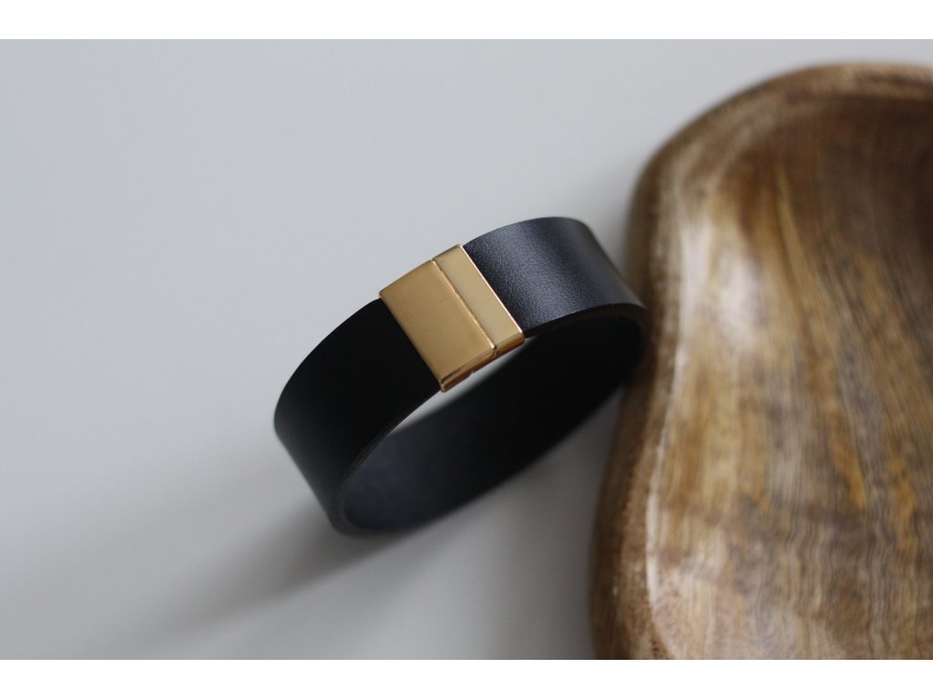 Pánsky kožený náramok 2cm LÁSKA - čierna