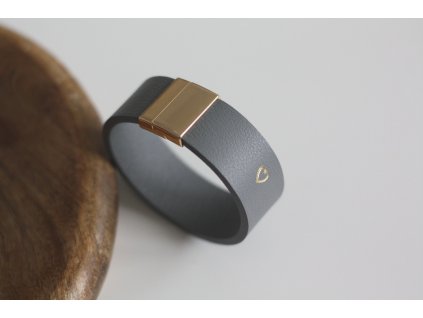 Kožený náramok 2cm LÁSKA- sivá