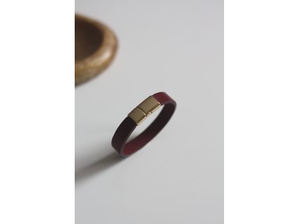 Kožený náramok 1cm basic- bordová