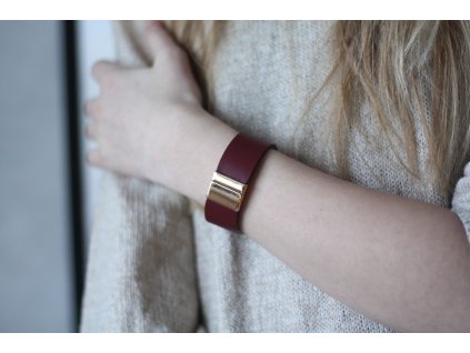 Kožený náramok 2cm basic-bordová