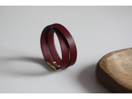 Kožený náramok 1cm zavinovací- bordová