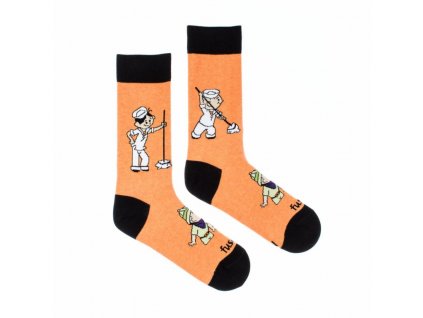 Fusakle vesele ponozky vzor lolek a bolek unisex slozeni bavlna polyamid elastan barva oranzova