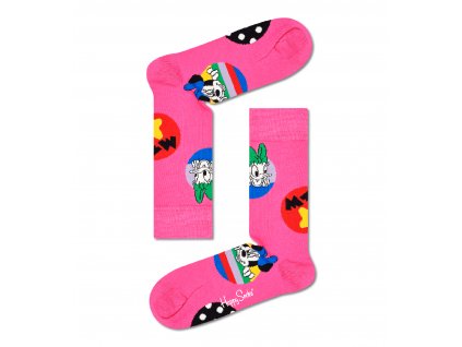 Happy Socks vesele ponozky vzor Daisy a Minnie unisex slozeni bavlna polyamid elastan barva ruzova