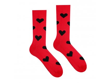 Hesty socks veselé ponozky vzor Srdíčka červené unisex slozeni bavlna polyamid elastan barva červená