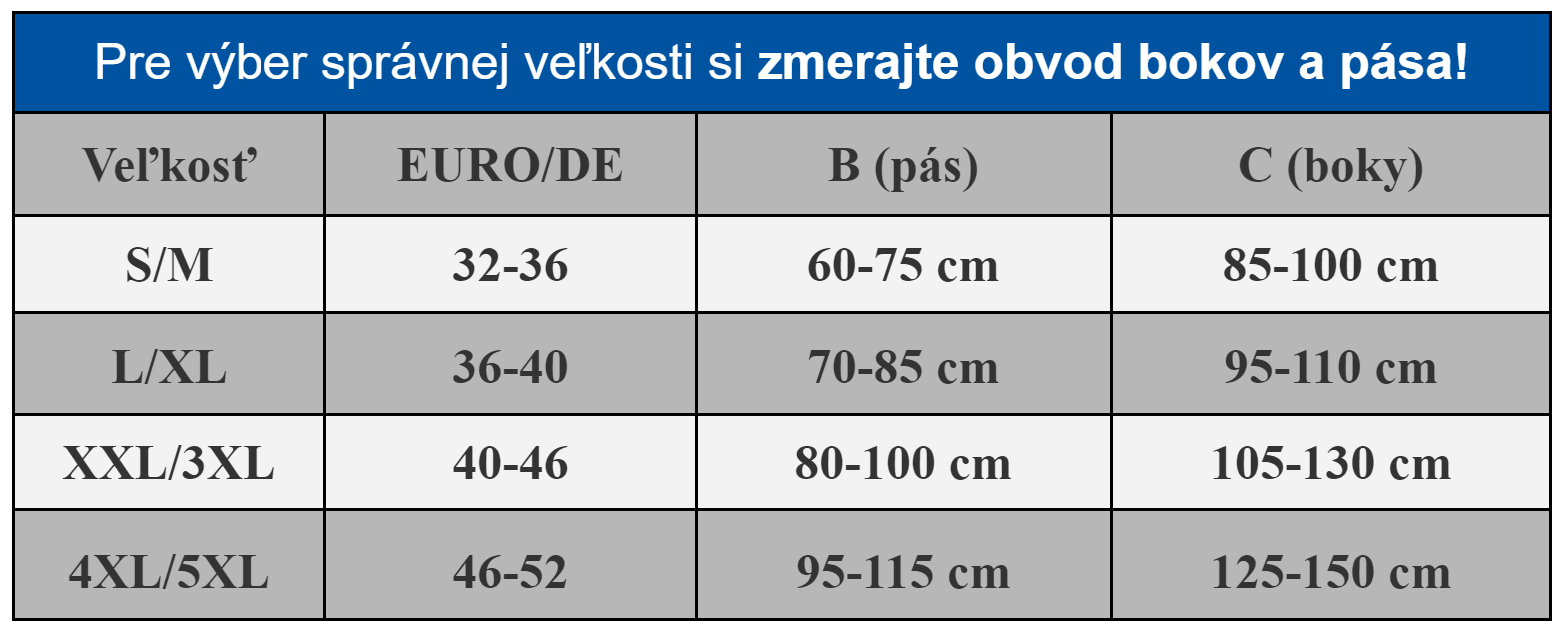 veľkostná tabulka, Krátke zoštíhľujúce dámske legíny, sťahujúce legíny