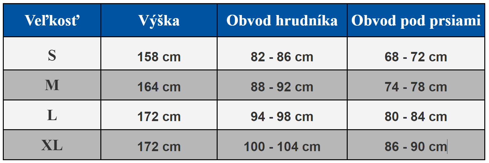 veľkostná tabulka eldar, športová dámska podprsenka, podprsenka do fitka, podprsenka na cvičenie