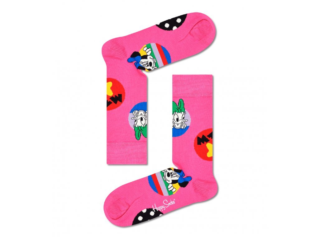 Happy-Socks-vesele-ponozky-vzor-Daisy-a-Minnie-unisex-zlozenie-bavlna-polyamid-elastan-farba-ruzova