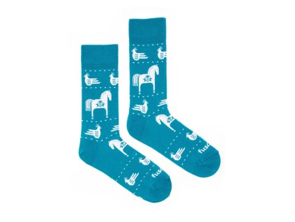 Veselé ponožky Fusakle vzor modrotlač koník farba modrá zloženie  bavlna polyamid elastan