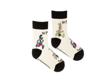 Veselé ponožky Fusakle vzor No počkaj - detské farba béžová zloženie bavlna polyamid elastan, bavlnene ponožky