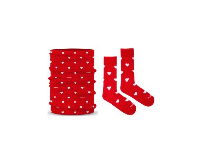 Fusakle set veselá šatka plus ponožky vzor Láska farba červená