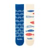 Veselé ponožky vzor Rybana farba modrá a béžová zloženie bavlna polyamid elastan modré ponožky