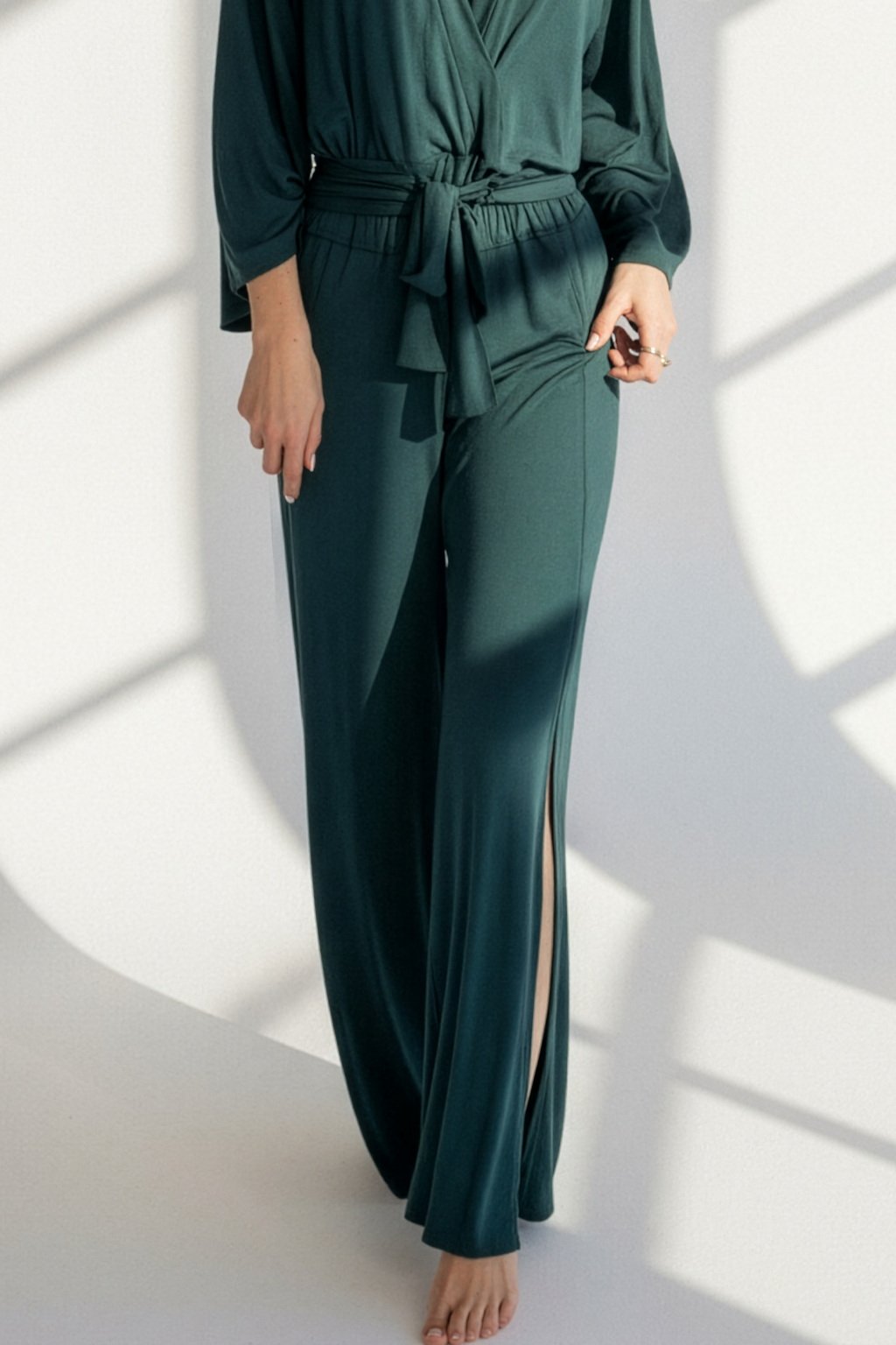 Bamboo Side Slit Long Pants | Loreen Label