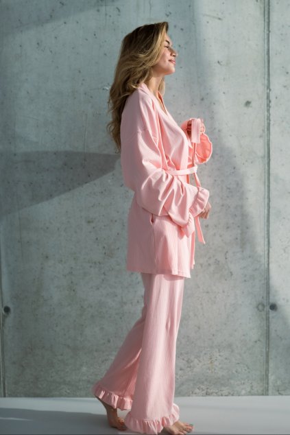 Angelic Ruffle Robe & Pants | Peach Blush