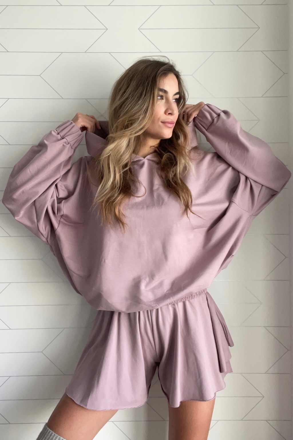 Bambusová oversized mikina s kapucňou | Staroružová Farba: Dusty Pink, Veľkosť: UNI / S – XL