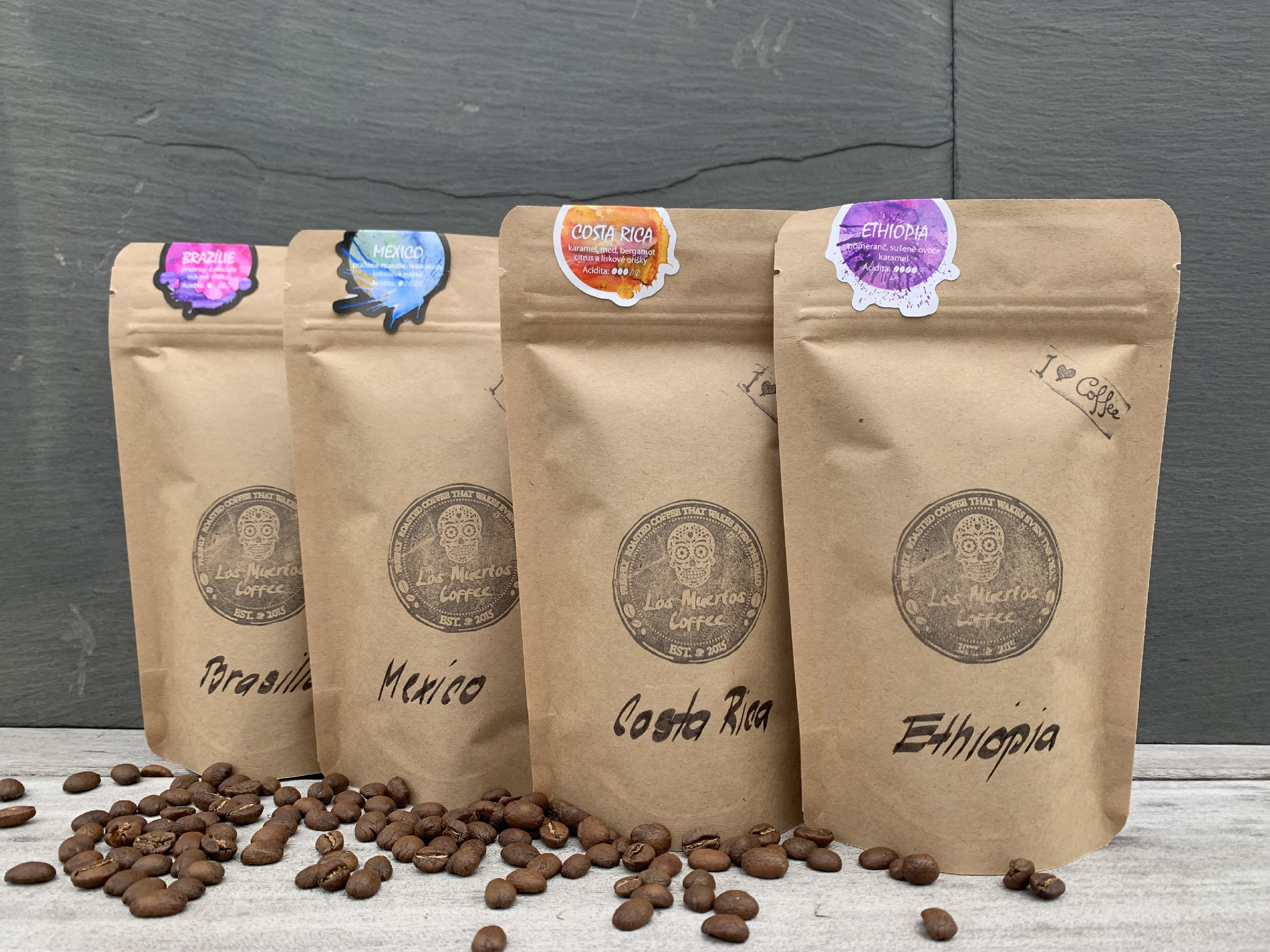 Testovací sada výběrové kávy Los Muertos Coffee Káva: jemně mletá (na espresso)