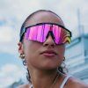 losreyes prime polarized pink mirrored shield sunglasses lifestyle model