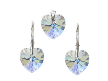 SE1061SWSS strieborny swarovski set srdiecka cira ab 14mm