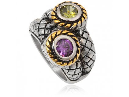 PR8159ZOC zeleny fialovy ocelovy prsten