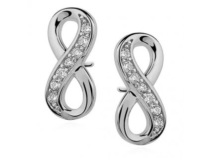 NA9257ZSS infinity strieborne nausnice so zirkonmi